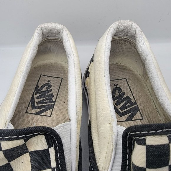 Vans Black and White Checkered Slip-On Sneakers - Picture 11 of 12